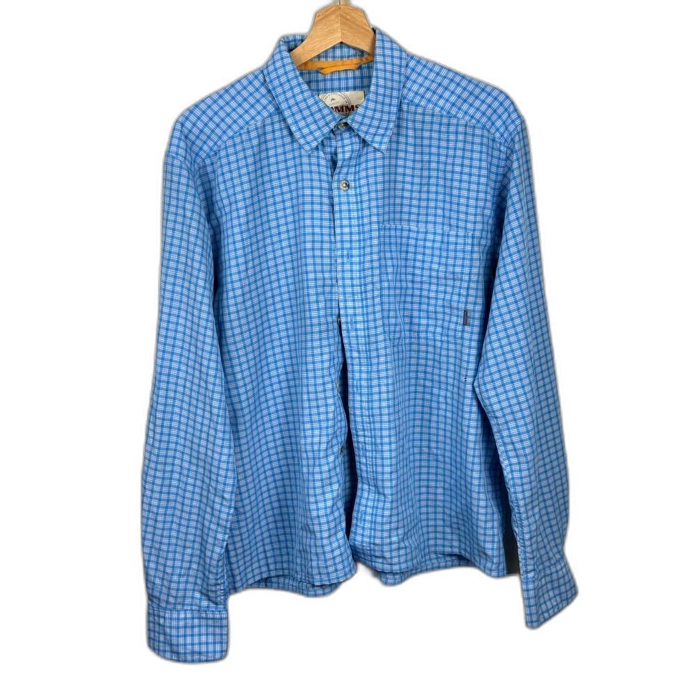 Simm's Women's Long Sleeve Blue Plaid Fishing / Outdoor Shirt Sz M EUC